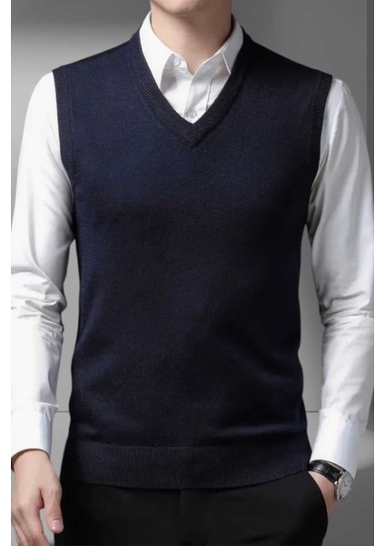 Erkek V Yaka Triko Tüylenmez Süveter Erkek Slim Fit Süveter modelleri