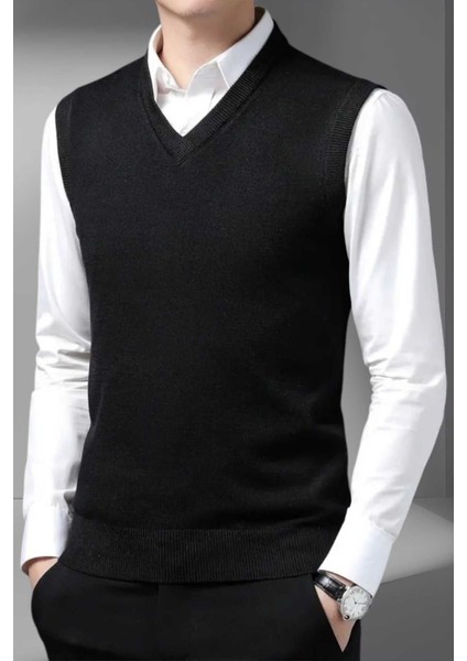 Erkek V Yaka Triko Tüylenmez Süveter Erkek Slim Fit Süveter fiyatları