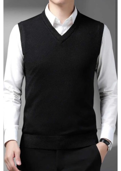 Erkek V Yaka Triko Tüylenmez Süveter Erkek Slim Fit Süveter modelleri