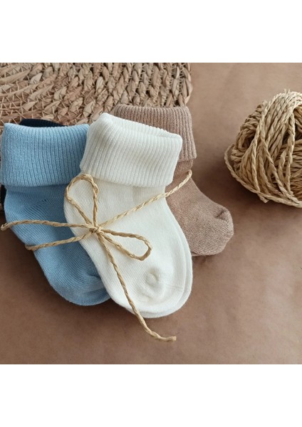 Organik Bambu Iplik Dokumalı 5'li Bebek Çorap Seti