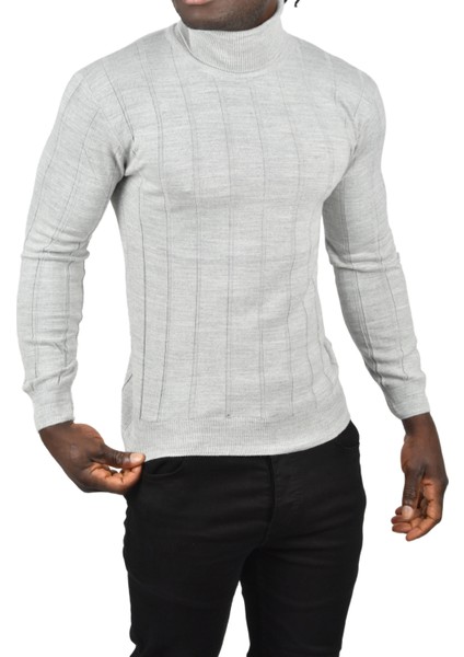 Slim Fit Likralı Tam Balıkçı Yaka Çizgili Boğazlı Kazak 2505504 fırsatları
