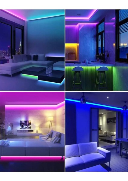 Modern Lambader Oda Aydınlatma Sistemi Rgb 5 mt Kumandalı LED Işık Kolay Montaj
