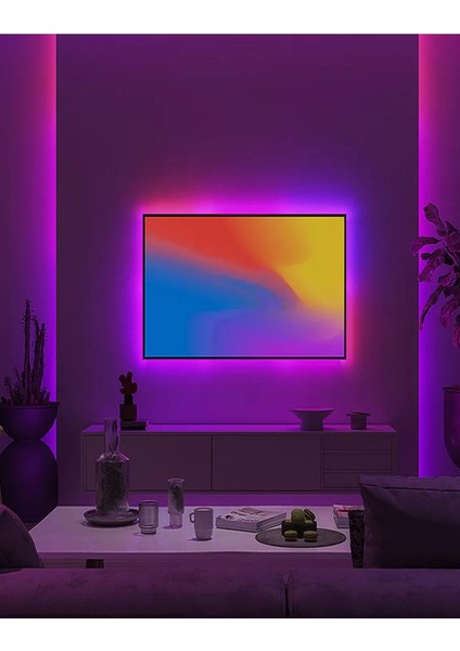 Modern Lambader Oda Aydınlatma Sistemi Rgb 5 mt Kumandalı LED Işık Kolay Montaj