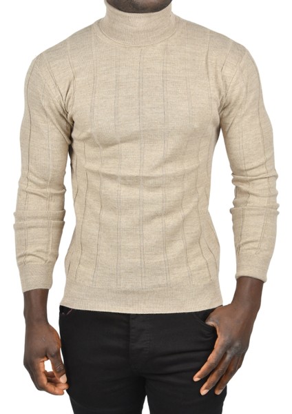 Slim Fit Likralı Tam Balıkçı Yaka Çizgili Boğazlı Kazak 2505504 fiyatları