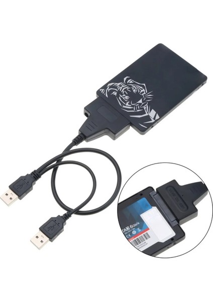 Yeni Çift USB 2.0 Sata 22 Pin 2.5 Inç Sabit Disk HDD Adaptörü Dönüştürücü Seri SSD Kablosu