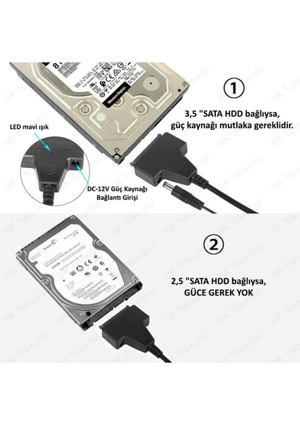 Yeni Çift USB 2.0 Sata 22 Pin 2.5 Inç Sabit Disk HDD Adaptörü Dönüştürücü Seri SSD Kablosu