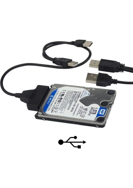 Yeni Çift USB 2.0 Sata 22 Pin 2.5 Inç Sabit Disk HDD Adaptörü Dönüştürücü Seri SSD Kablosu