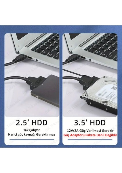 Yeni Çift USB 2.0 Sata 22 Pin 2.5 Inç Sabit Disk HDD Adaptörü Dönüştürücü Seri SSD Kablosu