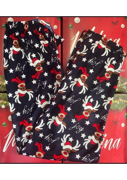 Kadın Ev Pantolonu Geyik Desenli