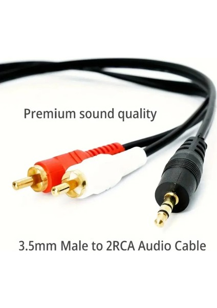 3.5mm Çift 2rca Jak Kablosu 1.5m Stereo Splitter Aux Profesyonel Av Kablosu DVD Tv CD Ses Ampli Cabble