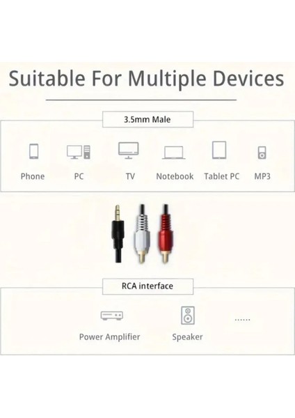 3.5mm Çift 2rca Jak Kablosu 1.5m Stereo Splitter Aux Profesyonel Av Kablosu DVD Tv CD Ses Ampli Cabble