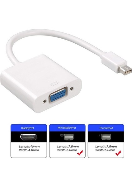 Mini Display Port VGA Çevirici Adaptör 20CM Apple Mac