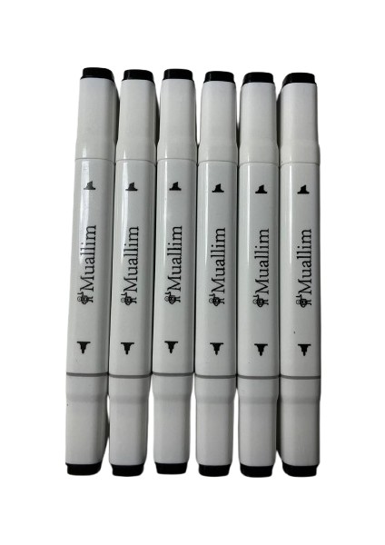 6 Lı Siyah Marker Kalem Seti