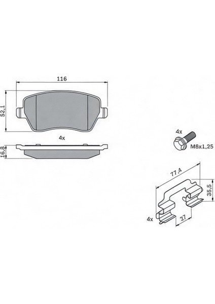 Renault Zoe 2014 ve Sonrası Düz Orta Kulak Ön Fren Balatası Takım fiyatları