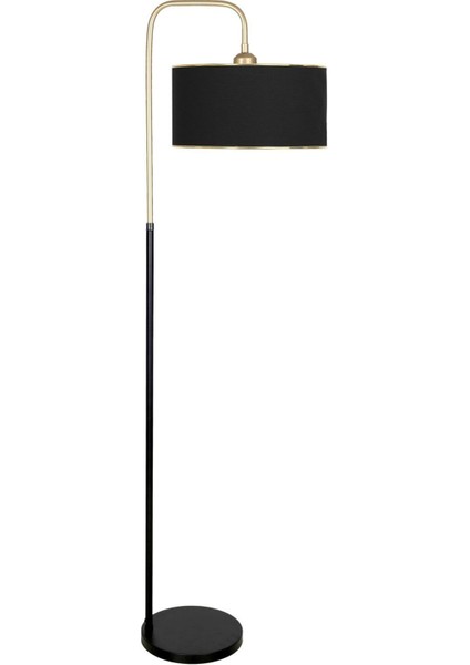 Potenza Eskitme Detaylı Siyah Metal Lambader - Gold Siyah