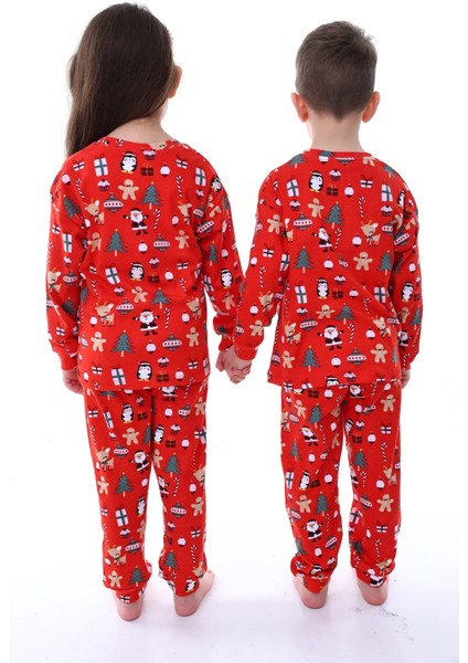 Unisex Yılbaşı Temalı Çocuk Pijama Takımı modelleri