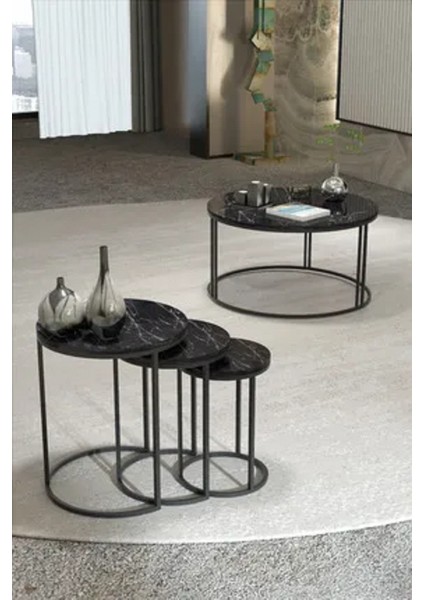 Orta Sehpa Tekli ve 3'lü C Zigon Sehpa Kombin Set Bendir