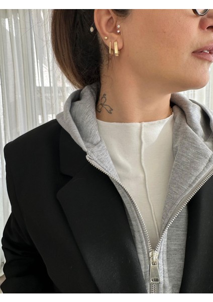 Lutve Oversıze Blazer Premıum Kapüşonlu Siyah Ceket fırsatları