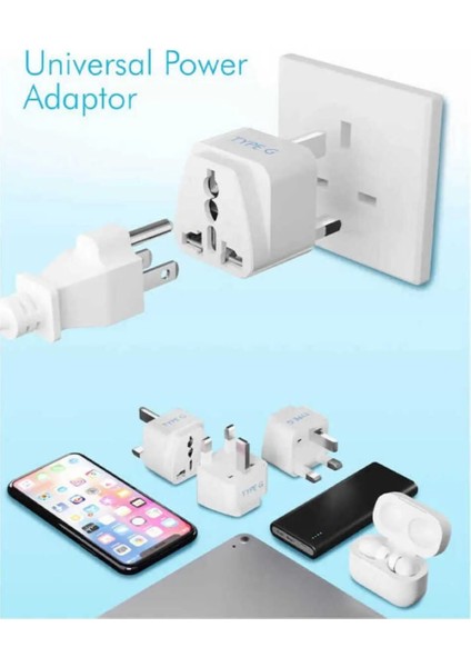 Ingiltere, Hong Kong, Irlanda, Kıbrıs Seyahat Fişi Adaptörü Tip G Plug Adapter Üniversal 3 Pinli