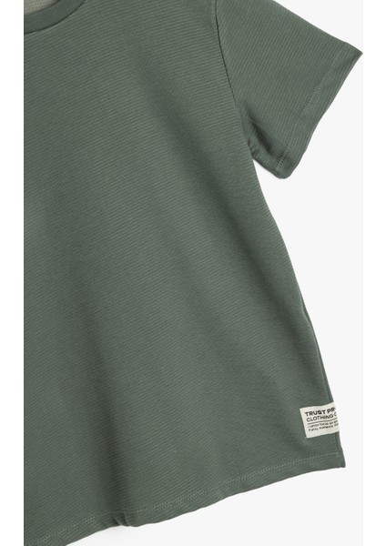 Pamuklu Kısa Kollu Bisiklet Yaka Oversize Basic Tişört