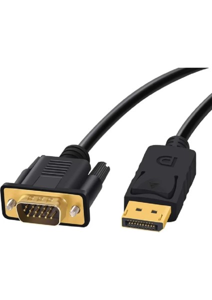 HD 1080P Displayport VGA Adaptörü Kablo Erkek Dönüştürücü DisplayPort DP VGA Kablosu 1.8 Metre