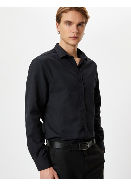 Slim Fit Gömlek Yarım Italyan Yaka Uzun Kollu fiyatları