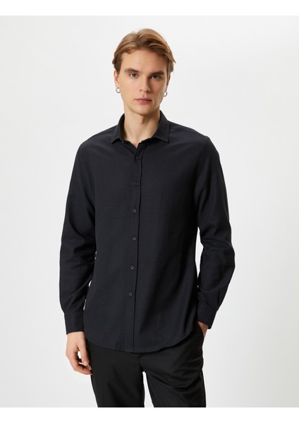 Slim Fit Gömlek Yarım Italyan Yaka Uzun Kollu modelleri