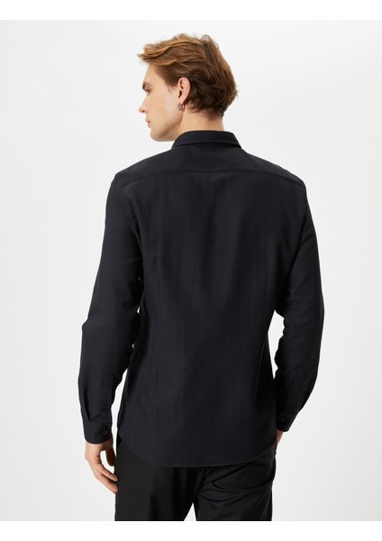 Slim Fit Gömlek Yarım Italyan Yaka Uzun Kollu fırsatları