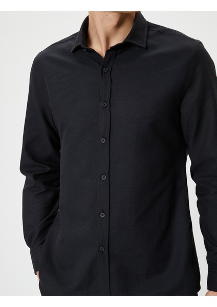 Slim Fit Gömlek Yarım Italyan Yaka Uzun Kollu indirimleri