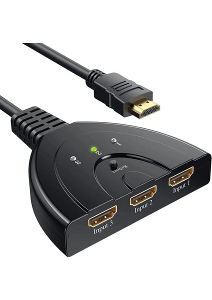 HDMI Switch 3 In 1 Out HDMI Giriş Çoklayıcı Port Kablolu Hdmı Otomatik Switch Çoğaltıcı Splitter