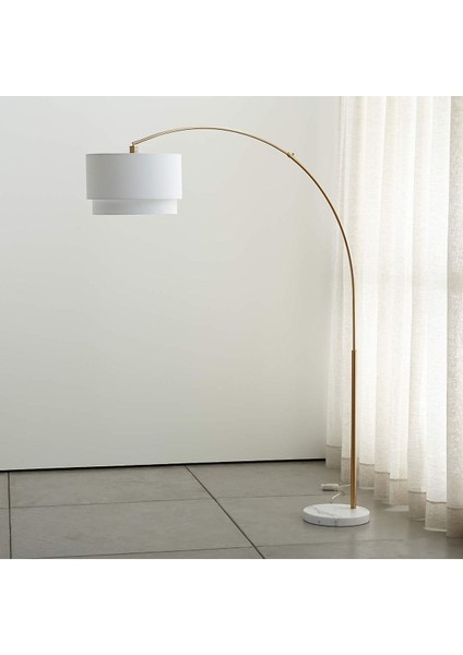 Mermer Ayaklı Şapkalı Metal Lambader