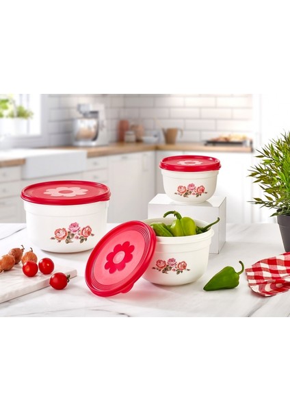 Çiçek Desenli 3 Lt. Saklama Kabı