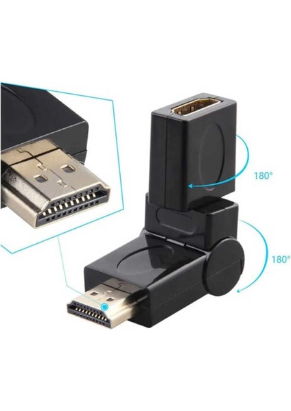 Hdmı 180 Derece Uzatma Aparatı Dirsek Adaptör Hdtv Için Ayarlanabilir Erkek Dişi Adaptör
