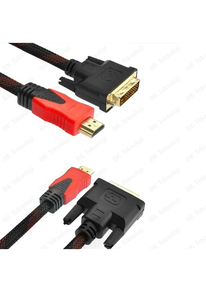 HDMI To DVI 24+1 Çevirici Dönüştürücü Monitör Kablosu 1.5 Metre Dual Link Dvı-D (24+1) Konnektörlü