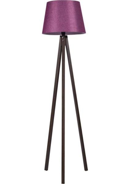 Tripod Lambader Üç Ayaklı Lamba Konik Kumaş Başlık Mürdüm Kahverengi Ayak L346