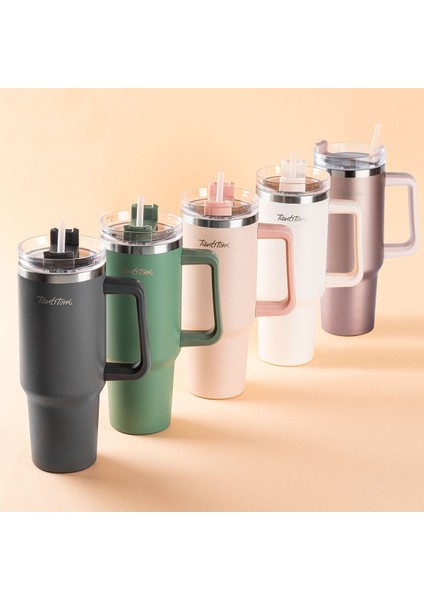 020-01-MOVE Bej Paslanmaz Çelik Pipetli Termos Bardak 1.2l