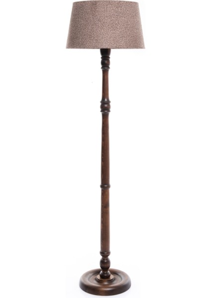 Torinio Torna Bacak Lambader Abajur Köşe Lambası Ahşap Country Doğal Masif Ceviz Renk