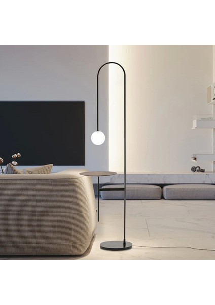 Modern Tasarım Metal Sehpalı Lambader