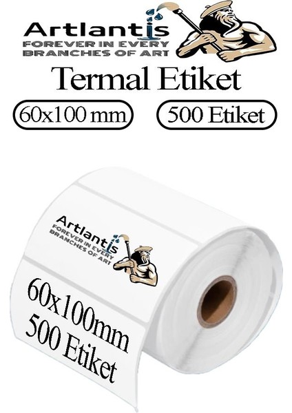 60X100 mm Barkod Etiketi Yapışkanlı 1 Adet Rulo Etiket Termal Barkot Terazi Etiketi 500 Lü Barkod Yazıcılarına Uyumludur