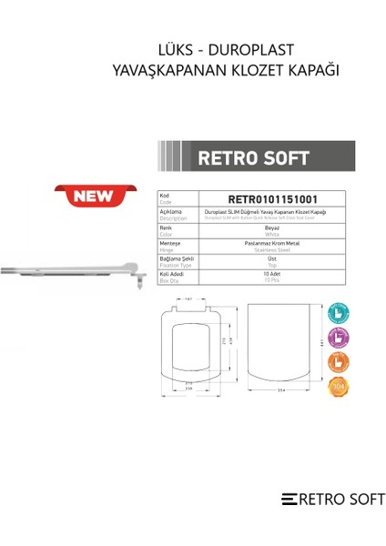 Retro Soft Lüks Duroplast Yavaş Kapanan Klozet Kapağı