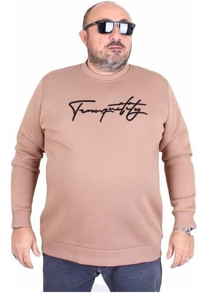 Erkek Büyük Beden Sıfır Yaka Sweat Twenty 24200 S.kahve