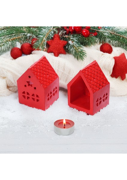 Yılbaşı Ev Dekoratif Mumluk 2li Set I Döküm Seramik Tozu