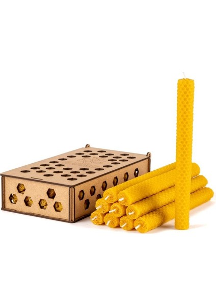 Bal Mumu 10 Li Set 21 cm x 2 cm ve Ahşap Kutulu