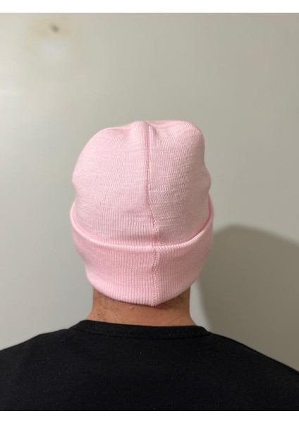 Pembe Katlamalı Unisex Bere