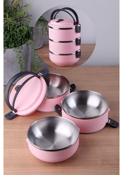 3 Katlı Sızdırmaz Yemek Termosu Sefer Tası Saklama Kabı