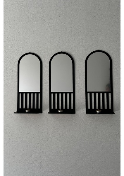 Pleksi Aynalı 3lü Dekoratif Ayna 50 x 20 cm Siyah fiyatları