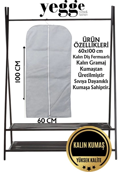 Takım Elbise Kılıfı, Kıyafet, Elbise Koruma Taşıma Kılıfı,Gri Gamboç , Elbise Hurcu 60X100CM