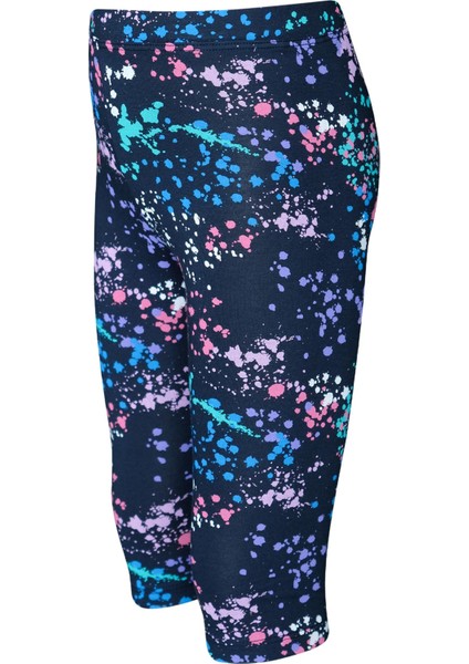 Koyu Lacivert Spray Colors Kız Çocuk Yazlık Desenli Diz Altı Tayt Kapri fiyatları