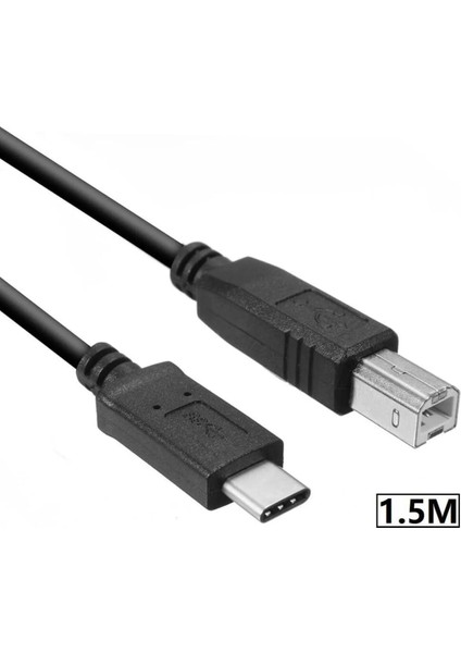 Type C To USB Printer Kablo Macbook Hp Canon Samsung Yazıcı Ara Kablosu Telefon Laptop Için 1.5 Metre