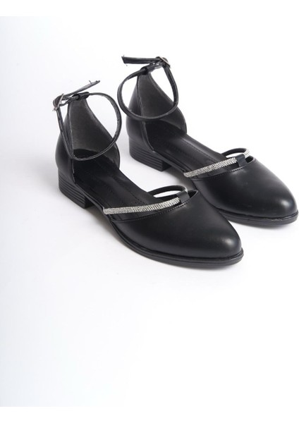 Kadın Emil Shoes Siyah Cilt Taş Detaylı Yanları Açık Babet Ayakkabı fiyatları